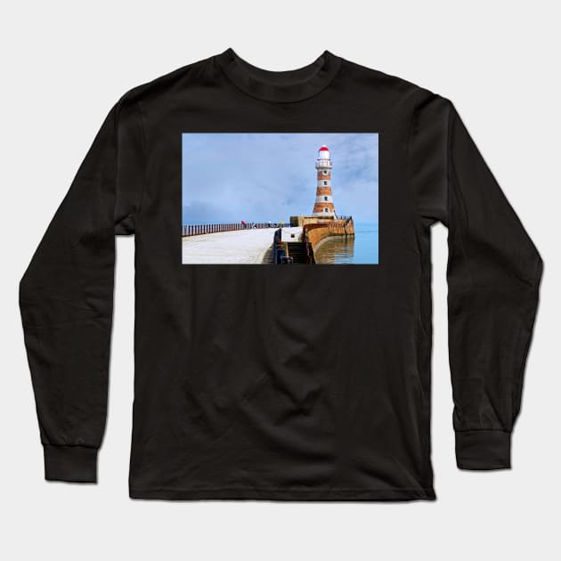 Roker Pier and Lighthouse, Sunderland, North East England Long Sleeve T-Shirt by MartynUK